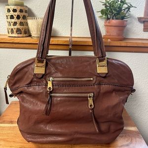 Chloe Iconic Angie Brown Leather Satchel Tote